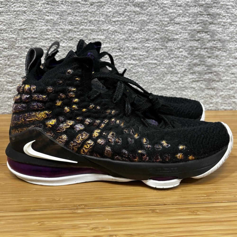 NIKE LEBRON XVII 17 LAKERS SHOES BQ5594-004 YOUTH 5.5 BLACK PURPLE HI TOP BOYS